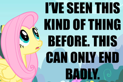 Size: 750x500 | Tagged: safe, edit, edited screencap, screencap, fluttershy, pony, g4, caption, female, image macro, reaction image, solo