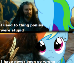 Size: 500x427 | Tagged: safe, rainbow dash, g4, comic, crossover, misspelling, the hobbit, thorin oakenshield