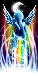 Size: 500x1000 | Tagged: dead source, safe, artist:hammyster, rainbow dash, pegasus, pony, g4, female, flying, mare, moon, night, solo, spread wings, wings
