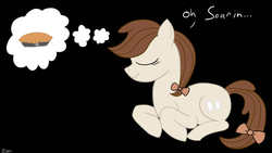 Size: 1280x720 | Tagged: safe, oc, oc only, oc:creamy white, pony, bow, creamy and friends, dream, pie, solo, tumblr