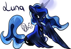 Size: 5000x3500 | Tagged: safe, artist:skunkwaffle, princess luna, pony, g4, female, simple background, sitting, solo