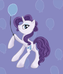 Size: 608x706 | Tagged: safe, artist:ashantiaja, rarity, pony, g4, alternate hairstyle, balloon, solo