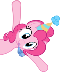 Size: 400x477 | Tagged: safe, pinkie pie, earth pony, pony, g4, female, hat, party hat, party horn, simple background, solo, transparent background, vector