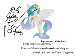 Size: 800x600 | Tagged: safe, princess celestia, g4, everyone is different, funny aneurysm moment, griffon kingdom, homestar runner, strong bad, tyrant celestia