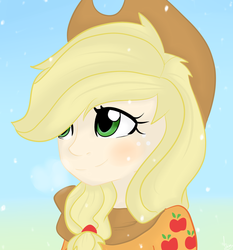 Size: 900x964 | Tagged: safe, artist:marisalle, applejack, human, g4, bust, female, humanized, portrait, solo