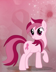 Size: 778x1000 | Tagged: safe, artist:twotigermoon, oc, oc only, oc:cure, pony, breast cancer, flower, solo