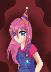 Size: 1240x1754 | Tagged: safe, artist:derpsonhooves, pinkie pie, human, g4, humanized, overalls, pinkamena diane pie, solo