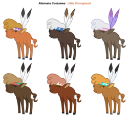 Size: 3500x3150 | Tagged: safe, artist:irishguy9001, artist:pika-robo, chief thunderhooves, little strongheart, bison, buffalo, g4, adoraheart, alternate clothes, cute, palette swap, recolor, simple background, smiling, transparent background, unnamed buffalo, vector