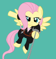 Size: 635x671 | Tagged: safe, artist:fluttershyfree, fluttershy, pony, g4, cosplay, crossover, female, just cause, parody, rico rodriguez, simple background, solo