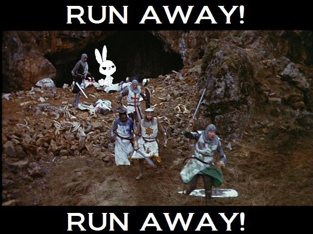 3544 Safe Angel Bunny Rabbit Image Macro Killer Rabbit King Arthur Monty Python Monty Python And The Holy Grail Photo Rabbit Of Caerbannog Sir Bedevere Sir Galahad Sir Lancelot Sir Robin Derpibooru