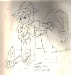 Size: 2449x2598 | Tagged: safe, artist:collinscorpio, daring do, anthro, g4, sketch