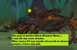 Size: 1213x779 | Tagged: safe, timber wolf, everfree forest, pony confessions, text, wink