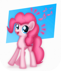 Size: 708x830 | Tagged: safe, artist:ctb-36, pinkie pie, earth pony, pony, g4, abstract background, cute, diapinkes, female, mare, music notes, open mouth, solo