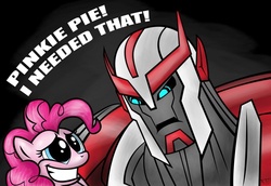 Size: 1077x742 | Tagged: safe, pinkie pie, g4, crossover, ratchet, transformers, transformers prime