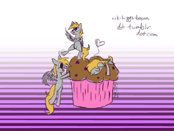 Size: 1280x960 | Tagged: safe, artist:bohringmodd, derpy hooves, pegasus, pony, g4, female, giant muffin, mare, muffin, that pony sure does love muffins