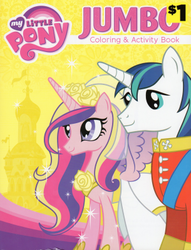 Size: 305x400 | Tagged: safe, princess cadance, shining armor, g4, book, coloring book, cover, jumbo, logo, merchandise, sparkles