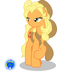 Size: 1769x2219 | Tagged: safe, artist:inkwell, applejack, g4, alternate clothes, alternate hairstyle, ayla, chrono trigger, cosplay, crossover, loose hair, simple background, transparent background, vector