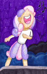 Size: 600x930 | Tagged: safe, artist:seraphhime, sweetie belle, human, g4, humanized, singing, solo