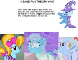 Size: 1378x1065 | Tagged: safe, edit, edited screencap, screencap, screw loose, shoeshine, trixie, turf, fall weather friends, g4, putting your hoof down, read it and weep, female, insane fan theory, meta, text