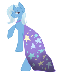 Size: 1536x2048 | Tagged: safe, artist:ask-me-trixie, trixie, pony, unicorn, g4, cape, clothes, female, horn, mare, simple background, smiling, solo, transparent background, trixie's cape