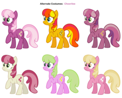 Size: 3750x3000 | Tagged: safe, artist:j-brony, artist:pika-robo, bumblesweet, cheerilee, cheerilee (g3), daisy, flower wishes, lily, lily valley, roseluck, earth pony, pony, g3, g4, alternate clothes, ember's worst nightmare, female, flower trio, g3 to g4, generation leap, mare, palette swap, raised hoof, recolor, show accurate, simple background, transparent background