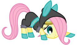Size: 12000x7000 | Tagged: safe, artist:midnight--blitz, fluttershy, pegasus, pony, g4, absurd resolution, bunny ears, clothes, cute, dangerous mission outfit, female, filly, goggles, hoodie, mare, shyabetes, simple background, solo, transparent background