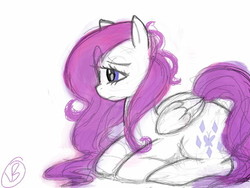 Size: 500x375 | Tagged: safe, artist:fuckyeahrarity, oc, oc only, pegasus, pony, lying down, magical lesbian spawn, offspring, parent:fluttershy, parent:rarity, parents:flarity, pegasus oc, simple background, solo, white background