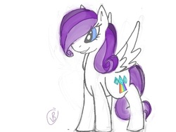 Size: 500x375 | Tagged: safe, artist:fuckyeahrarity, oc, oc only, pegasus, pony, hair over one eye, magical lesbian spawn, offspring, parent:rainbow dash, parent:rarity, parents:raridash, pegasus oc, simple background, solo, white background