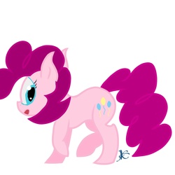 Size: 3500x3500 | Tagged: safe, artist:cosmicguillotine, pinkie pie, earth pony, pony, g4, :o, cute, female, looking back, open mouth, raised hoof, solo
