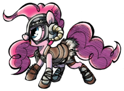 Size: 4150x3043 | Tagged: safe, artist:akikodestroyer, artist:psalmie, pinkie pie, earth pony, pony, g4, armor, crossover, dovahkiin, female, high res, skyrim, solo, the elder scrolls