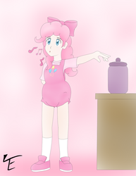 Size: 888x1150 | Tagged: safe, artist:tamaeftt, pinkie pie, human, g4, abdl, cookie, cookie jar, cute, diaper, diapinkes, female, food, humanized, non-baby in diaper, solo
