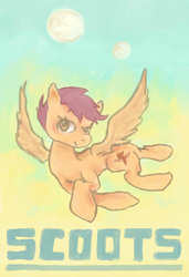 Size: 513x750 | Tagged: safe, artist:unigon-dx, scootaloo, g4, determined smile, female, filly, foal, solo, spread wings, wings