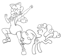 Size: 1724x1581 | Tagged: safe, artist:rinonno, pinkie pie, earth pony, human, pony, g4, abdl, cute, diaper, diaper fetish, diapinkes, female, humanized, mare, monochrome, non-baby in diaper