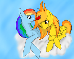 Size: 1280x1024 | Tagged: safe, artist:burnout42, rainbow dash, spitfire, g4, brushing, duo, female, lesbian, ship:spitdash, shipping