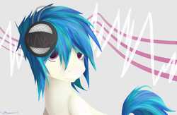 Size: 1600x1044 | Tagged: safe, dj pon-3, vinyl scratch, earth pony, pony, g4, record scrape, rule 63, solo