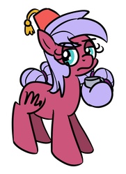 Size: 964x1335 | Tagged: safe, artist:heretichesh, scorpio (g4), earth pony, pony, g4, female, fez, hat, mare, ponyscopes, scorpio, simple background, solo, tea, white background, zodiac