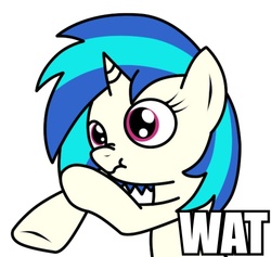 Size: 571x542 | Tagged: safe, artist:echo1077, dj pon-3, vinyl scratch, pony, g4, female, scrunchbow dash, scrunchy face, solo, wat