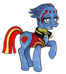 Size: 536x600 | Tagged: safe, artist:gilran, asari, pony, mass effect, ponified, samara, solo