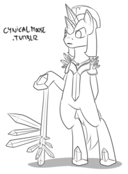 Size: 500x679 | Tagged: safe, artist:cynicalmoose, oc, crystal pony, pony, 30 minute art challenge, armor, bipedal, royal guard