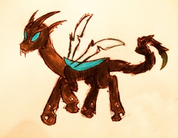 Size: 1320x1025 | Tagged: safe, changeling, scorpion changeling, solo, traditional art