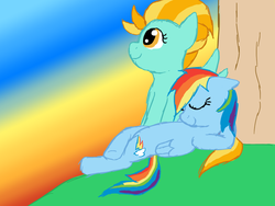 Size: 1024x768 | Tagged: artist needed, safe, lightning dust, rainbow dash, g4, 30 minute art challenge