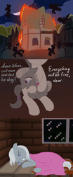 Size: 500x1197 | Tagged: safe, artist:fantasyglow, silver spoon, g4, ask, crossover, crying, dream, feels, fire, lonely spoon, minecraft, nightmare, tumblr