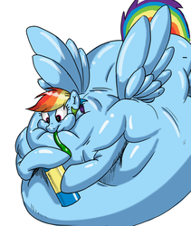 Size: 1280x1520 | Tagged: safe, artist:quiteanonymous, rainbow dash, balloon pony, inflatable pony, pegasus, air inflation, air tank, balloon, belly, big belly, bingo wings, blimp, butt, floating, hose, huge belly, huge butt, impossibly large belly, impossibly large butt, inflatable, inflated ears, inflated head, inflated hooves, inflated wings, inflation, large butt, neck roll, puffy cheeks, rainblimp dash, rainbutt dash, round belly, spherical inflation, wings