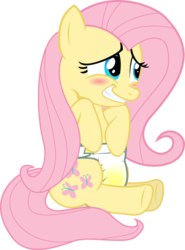 Size: 770x1038 | Tagged: dead source, safe, artist:cupcakescankill, fluttershy, pegasus, pony, g4, blushing, diaper, diaper fetish, embarrassed, female, mare, non-baby in diaper, simple background, transparent background, urine, wet diaper