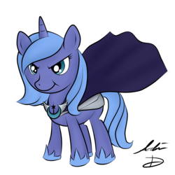 Size: 2000x2000 | Tagged: safe, artist:foreverincompetent, princess luna, pony, g4, cape, clothes, female, simple background, solo, woona