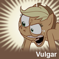 Size: 250x250 | Tagged: safe, applejack, earth pony, pony, .mov, g4, jappleack, meta, spoilered image joke, suggestion