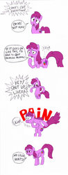 Size: 560x1427 | Tagged: safe, artist:doublewbrothers, berry punch, berryshine, earth pony, pony, g4, the super speedy cider squeezy 6000, alcoholism, belly, bipedal, comic, dialogue, illness, liver, male, onomatopoeia, regret, scene parody, self harm, simpsons did it, slice of life, stupidity, the simpsons