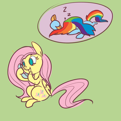 Size: 1000x1000 | Tagged: safe, artist:ponygoggles, fluttershy, rainbow dash, g4, phone, sleeping, zzz