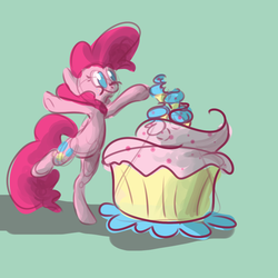 Size: 1000x1000 | Tagged: safe, artist:ponygoggles, pinkie pie, g4, cupcake, food