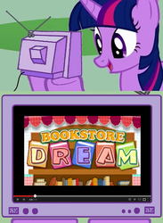 Size: 511x700 | Tagged: safe, twilight sparkle, g4, bookstore dream, dsiware game, exploitable meme, tv meme, video game, youtube